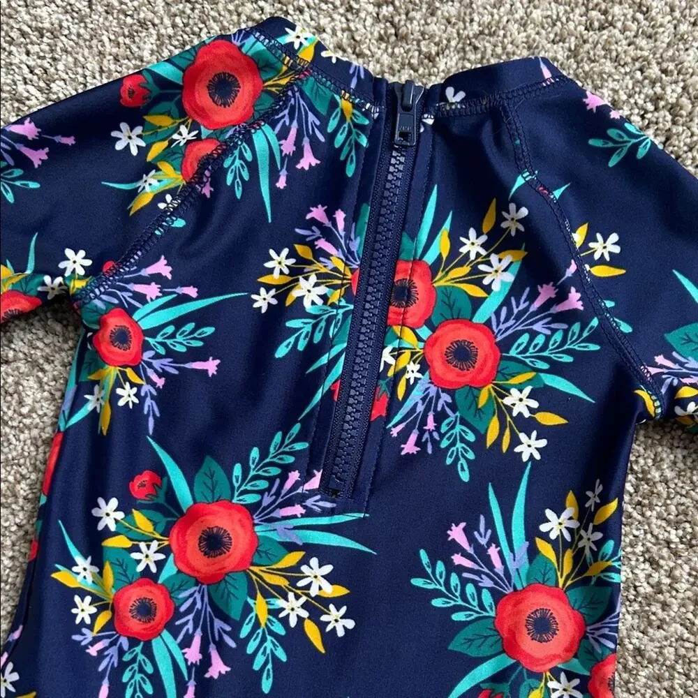 Cat and Jack Long Sleeve One Piece Floral Swimsuit, 18 Months
